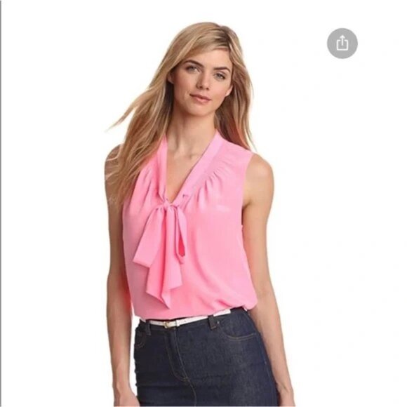 Lilly Pulitzer Top Sz XS 100% Silk Bow Dahlia Sleeveless Blouse Pink - Picture 1 of 8